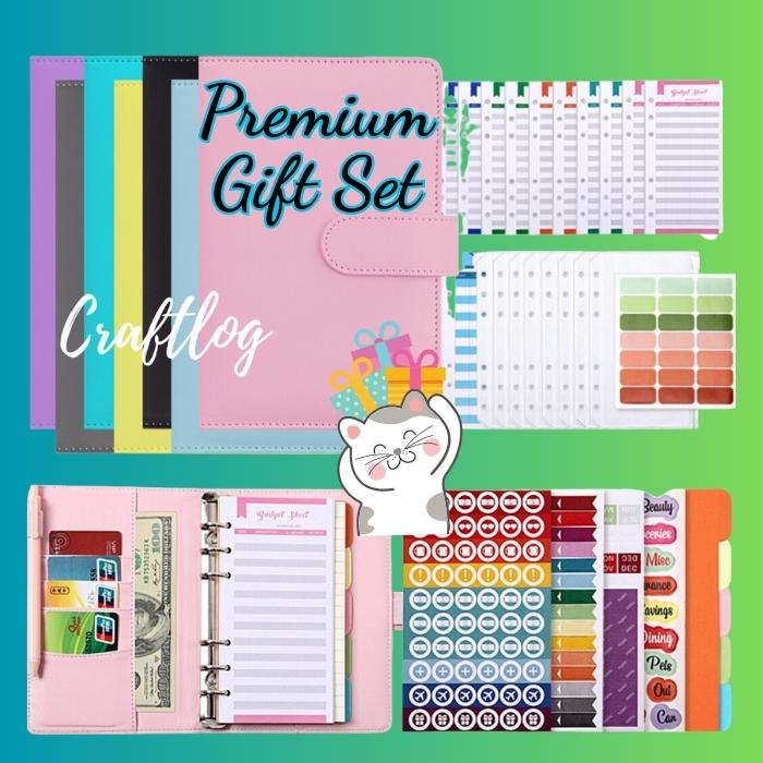 2024 Cash Planner Premium Gift Set A6 Macaron Binder Cover Loose Leaf Ring Budget Notebook Diary Buku Simpanan Duit