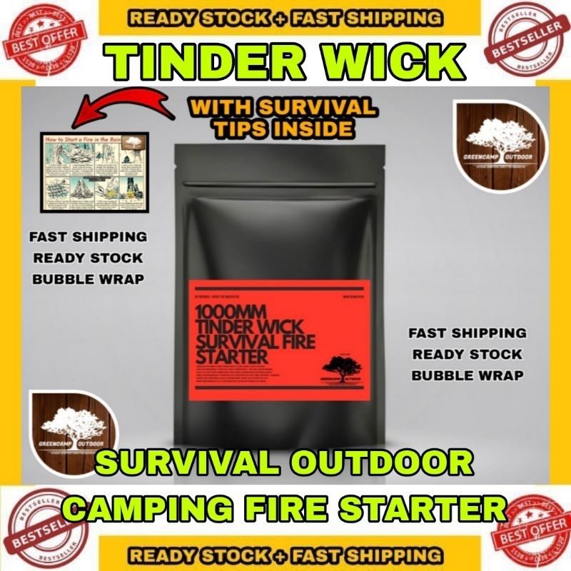 FIRE STARTER (TINDERWICK) CAMPING HIKING EMERGENCY BLANKET HAMMOCK TENT CAMPING CHAIR FLYSHEET API