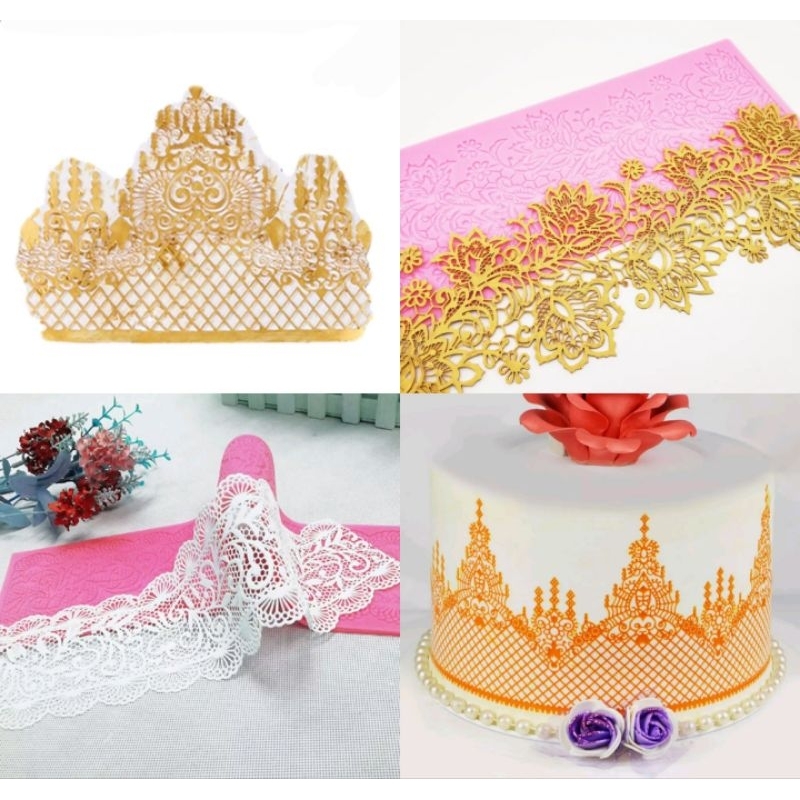 DIY Silicone Lace Cake Mat Sugar Craft Fondant Baking Mould Flower Crown Pattern