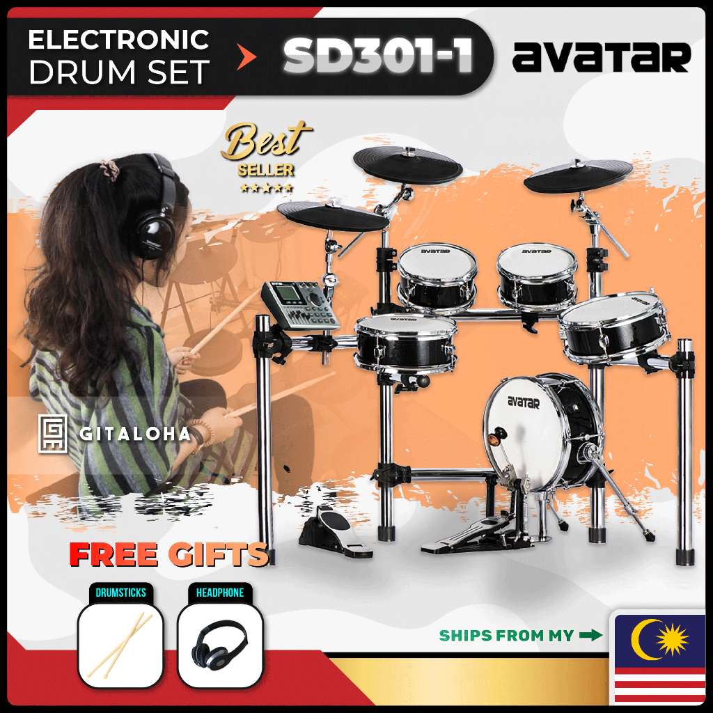 [ONLINE PURCHASE ONLY] Avatar SD301-1 Digital Electronic Drum + Drum Sticks + Headphone