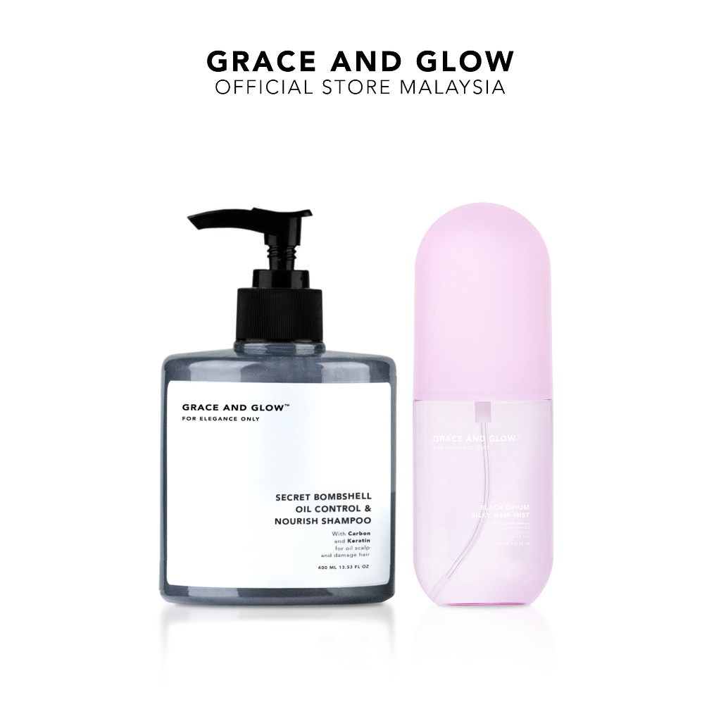 Grace and Glow 2in1 Bundle Grace and Glow Secret Bombshell Anti Oil Shampoo + Black Opium Hair Vitamin Mist