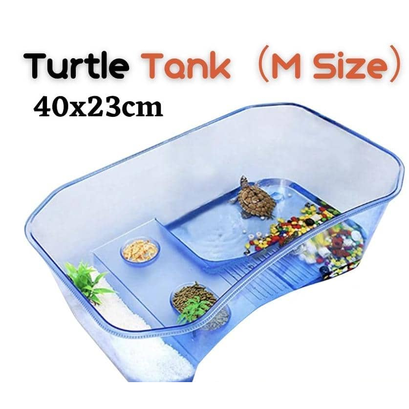 Reptile Turtle Tortoise Vivarium (Small Size)Box Aquarium Tank Basking Ramp Breeding Tank Turtle Habitat (乌龟缸/龟箱)