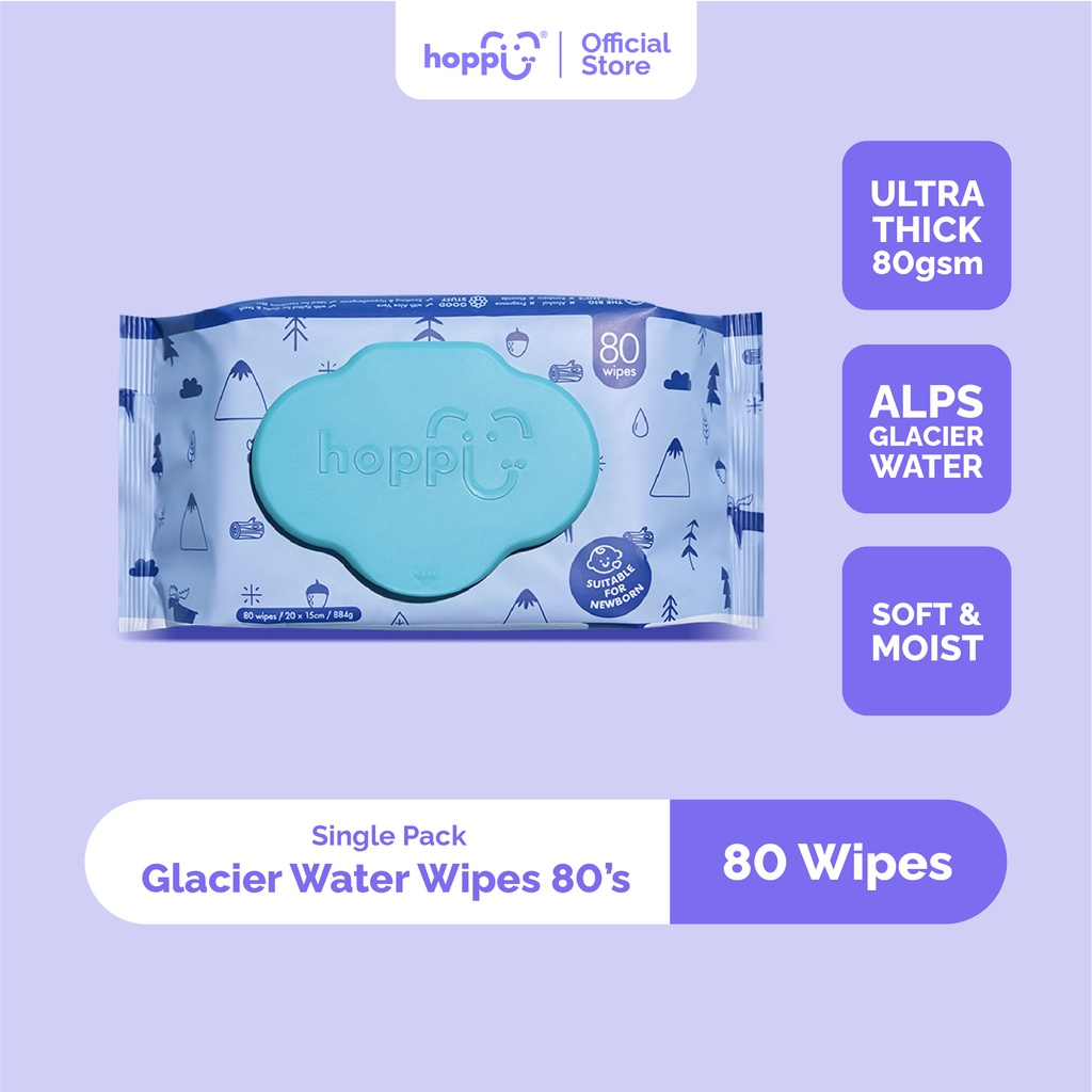 Hoppi Premium Baby Glacier Wipes 80s'/Pack