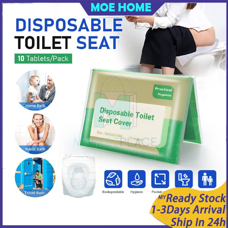 10pcs Disposable Toilet Seat Cover Paper Portable Travel Toilet Seat Paper Can Flush Thickened Disposable Toilet Seat马桶垫