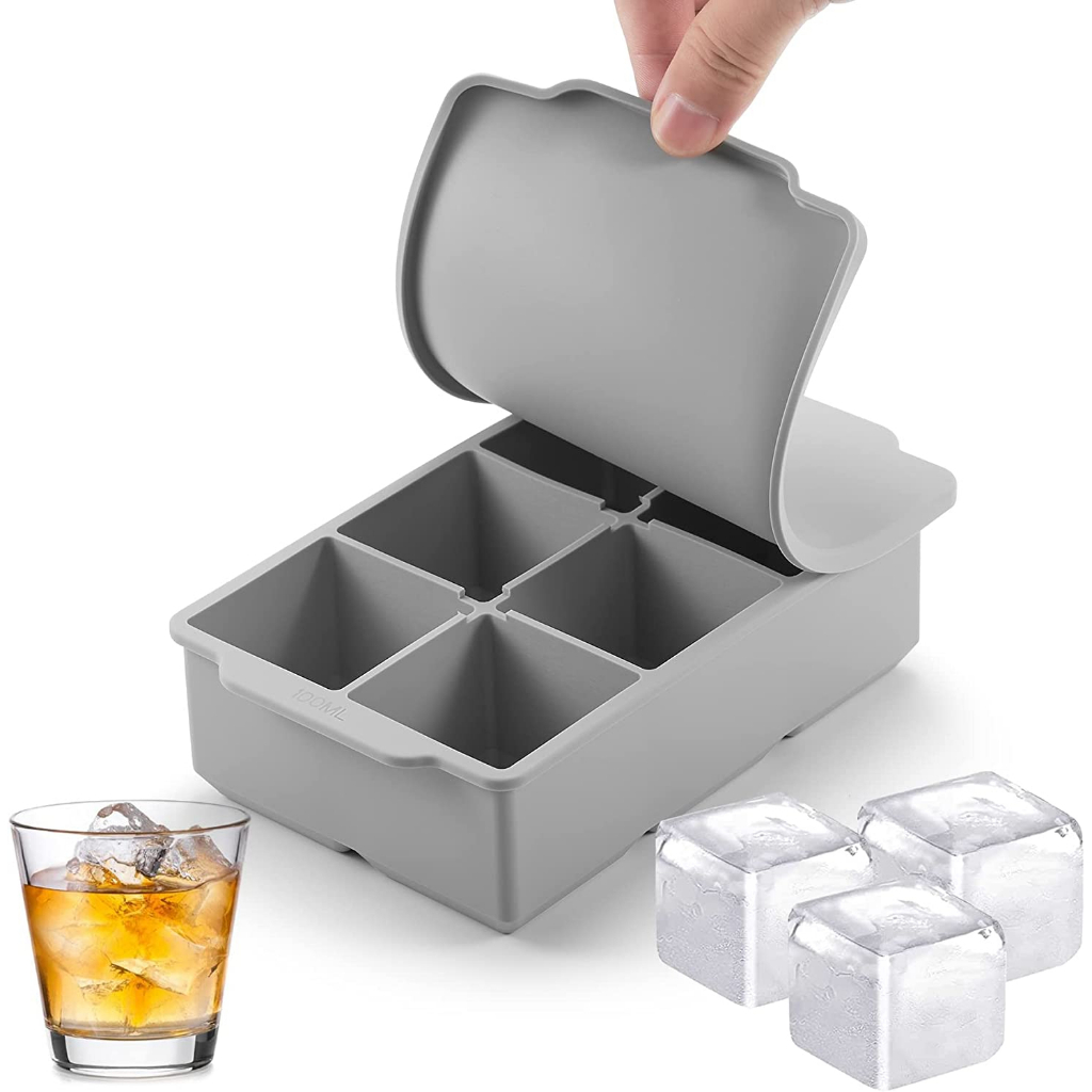 Silicone Ice Cube Trays with Lid Reusable BPA Free Silicone Ice Cube Mold for Whiskey, Cocktails Frozen Treats