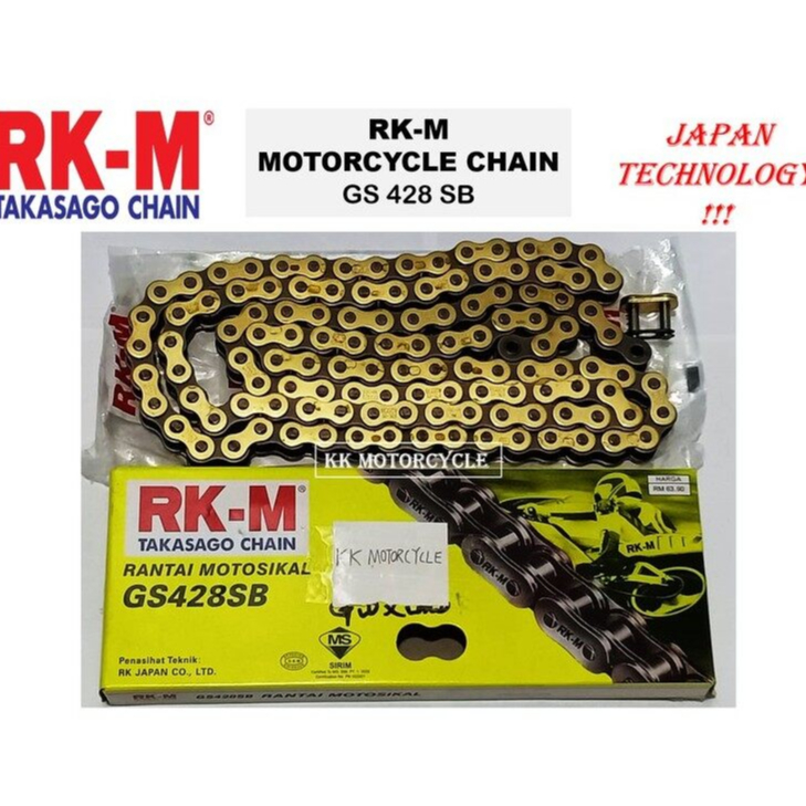 ?100% ORIGINAL 428 RKM CHAIN 428X132 RKM RACING CHAIN 428 GOLD RANTAI ...