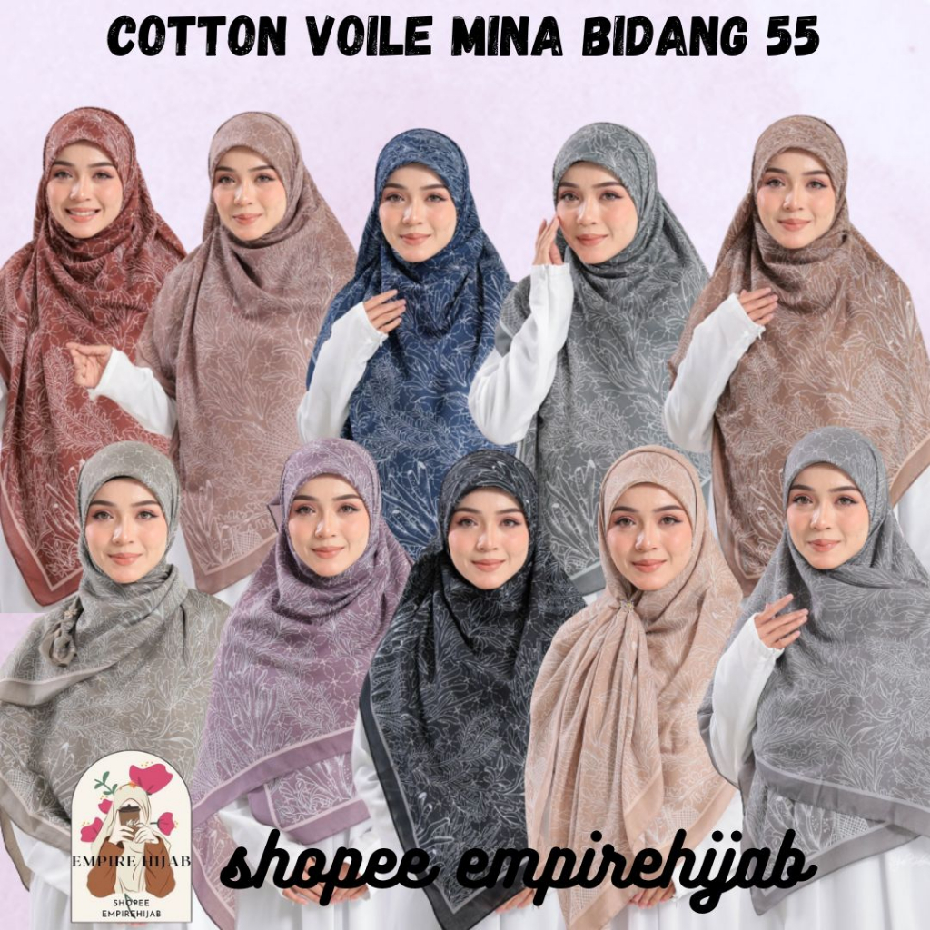 FAST SHIPPING HIJAB GALERIA BAWAL COTTON VOILE MINA BIDANG 55