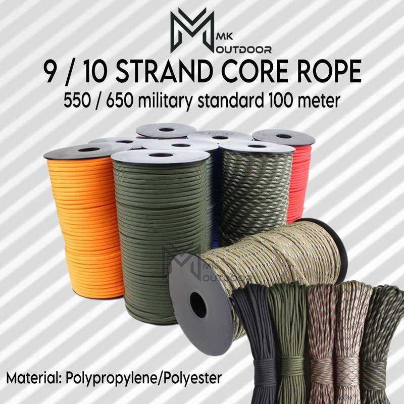 31M &100M 550 Military Standard 9-Core Paracord Rope 4mm Outdoor Paratrooper Towing Rescue Camping Survival Tent