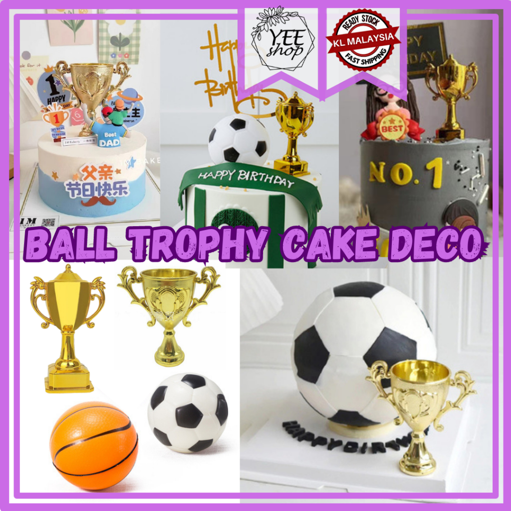 | Cake Decoration | Football Basketball Trophy Theme Bola Sepak Boy Birthday Cake Toy Topper 足球篮球冠军奖杯主题男孩生日蛋糕摆件蛋糕装饰