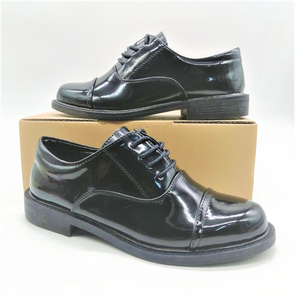 Ready Stock 2102 Full PVC KIDS Formal Lace shoe / Kasut Hitam Kawat 中童漆皮黑鞋