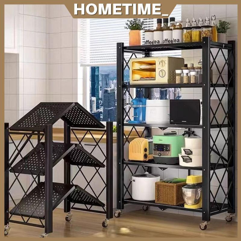 Foldable Storage Rack With Wheel Rak Dapur Kitchen Rack Microwave Oven Shelf Kitchen Organizer Rack Rak Kabinet/B72