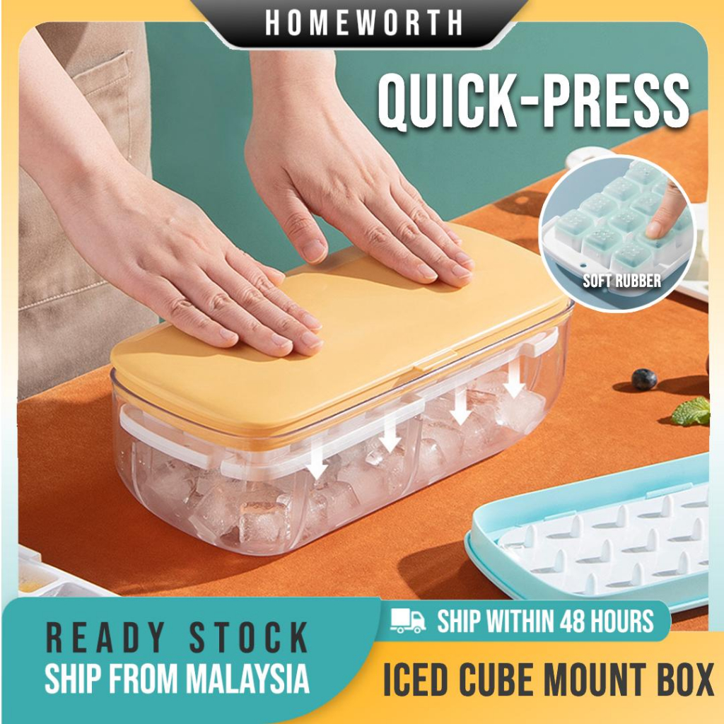 HOMEWORTH Quick Press 24 Cubes Easy Silicone Ice Cube Tray Storage Box Easy Ice Maker Box