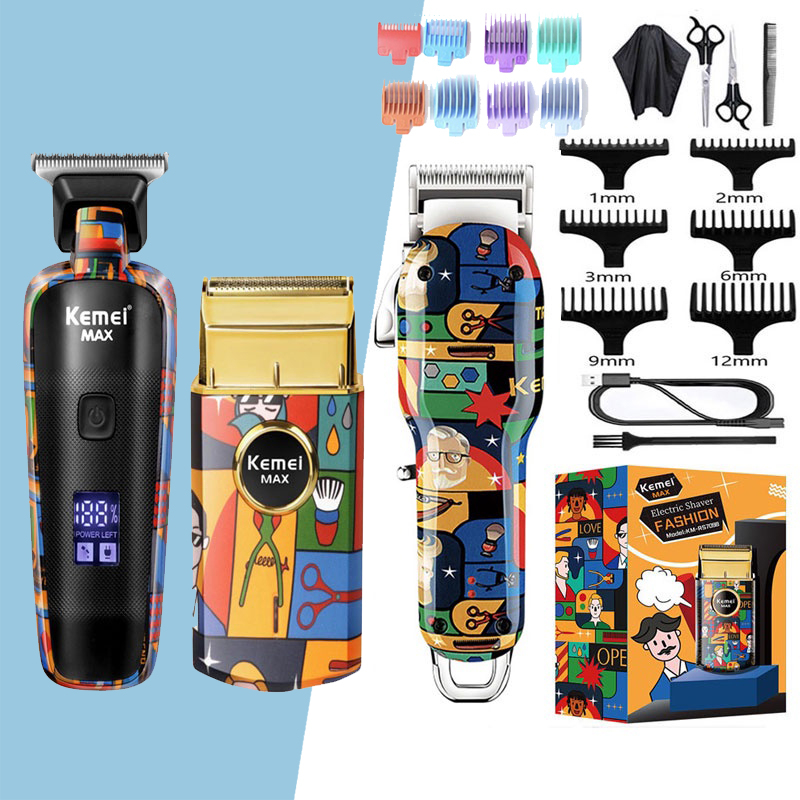 Kemei Multifunctional Electric Hair Clipper Set Beard Trimmer Household Hair Trimmer KM-MAX5090 For Men Graffiti Haircut