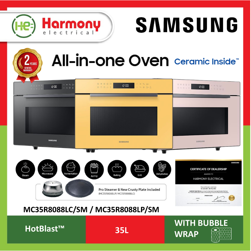 (CLEARANCE OFFER!! ) SAMSUNG 35L Convection Microwave Oven MC35R8088LP/SM / MC35R8088LV/SM HotBlast™/ Bake/ Steam