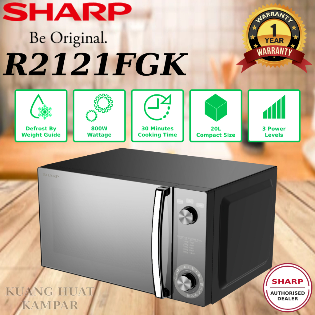 SHARP 20L MECHANICAL DIAL FLATBED MICROWAVE R2121FGK / R-2121FGK