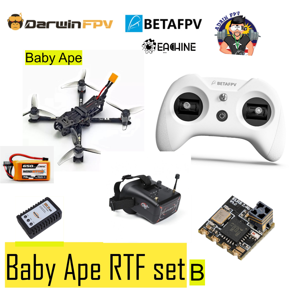 RTF Baby Ape Pro DarwinFPV RTF Ready To Fly (Drone, Controller, Goggles, Receiver) Optional battery 3s and B3 charger