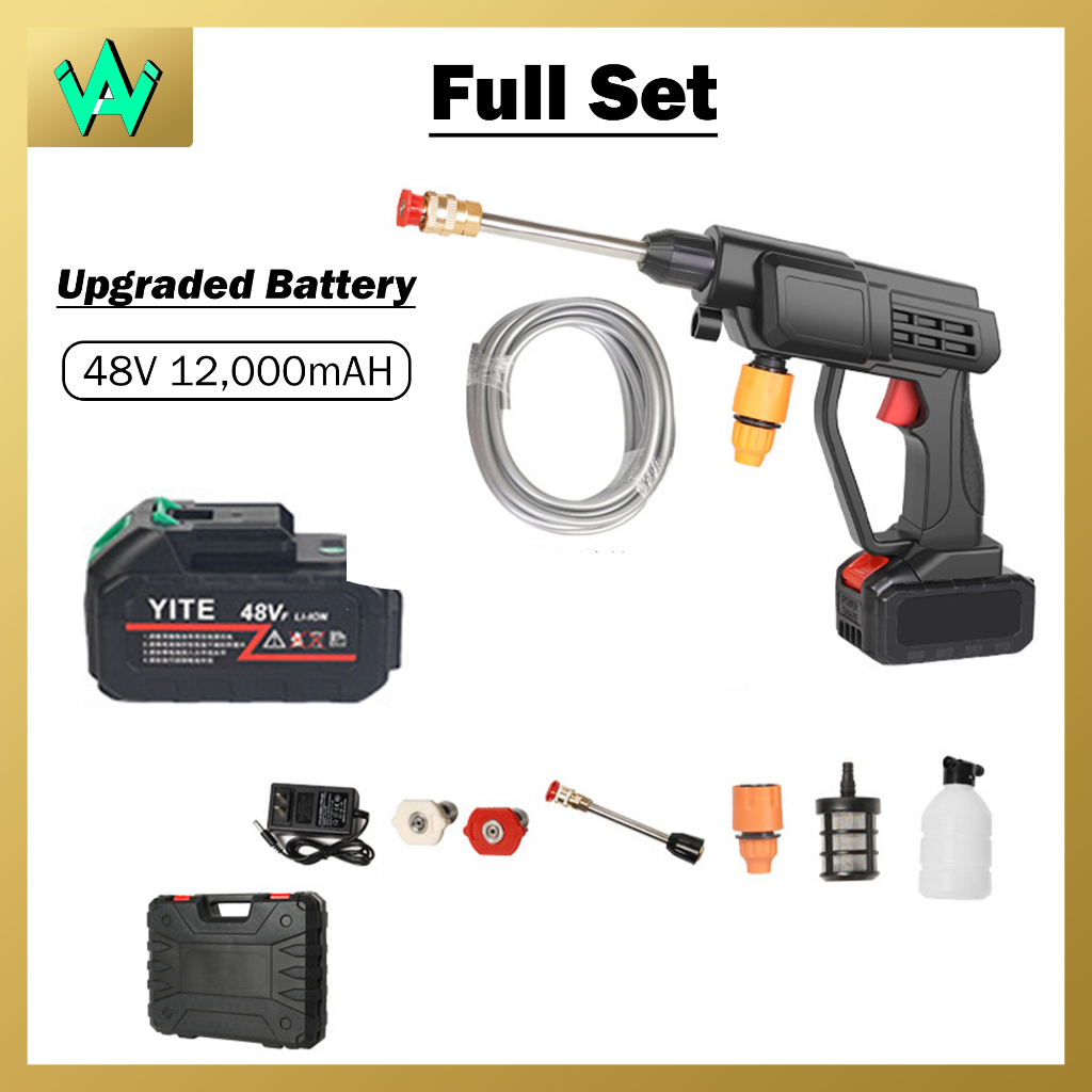 Water Jet Cordless High Pressure Rechargeable Electric Battery 48V 12000mAH Car Wash Machine Strong 