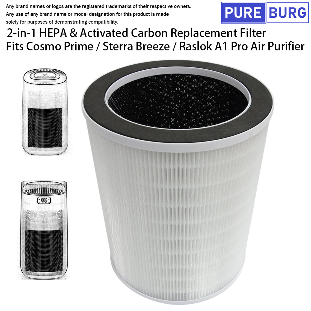 Fits Sterra Breeze / Kurin V2 Pro Air Purifier Filter 2-in-1 HEPA & Activated Carbon Filter