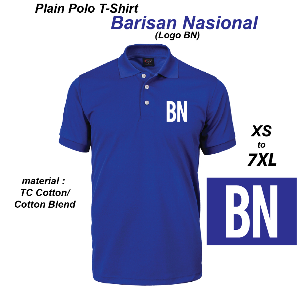 BN dan Dacing Baju Kolar Cotton Blend Polo Shirt Collar Parti Barisan Nasional