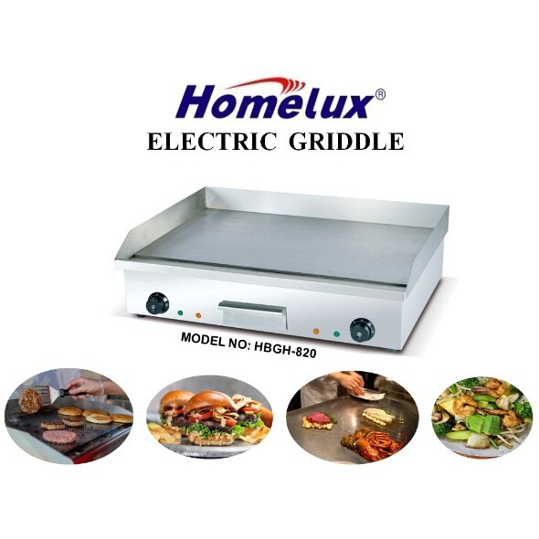 HOMELUX COMMERCIAL ELECTRIC GRIDDLE HBEG-818/ HBEG-820  Griddle Pan Burger Dapur Kuali Dapur Kuali