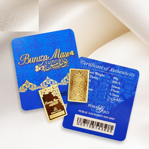 Public Gold Bungamas Series Bar 10g (Au 999.9) [GET FREE MYSTERY GIFT]