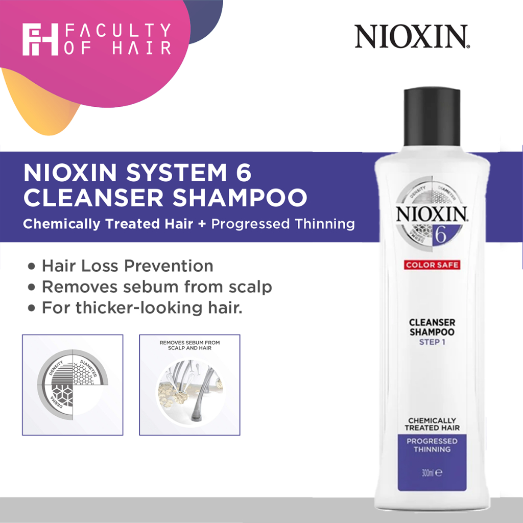 NIOXIN System 6 Cleanser Shampoo for Chemically Treated Hair with Progressed Thinning