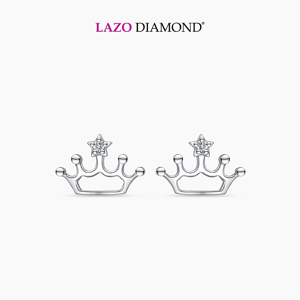 LAZO DIAMOND Star of Tiara Diamond Stud Earrings in 9k White Gold