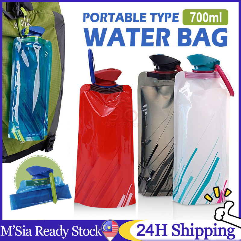 Foldable Water Bottle 700ML Outdoor Collapsible Portable Water Pouch Bottles Sports Water Bag Reusable Travel Camping