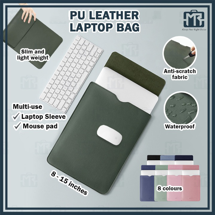 (8/11/13/15 inch)MR PU Leather Laptop Bag Sleeve Case Pad Protective Bags Water-Resistant Notebook Tablet Briefcase