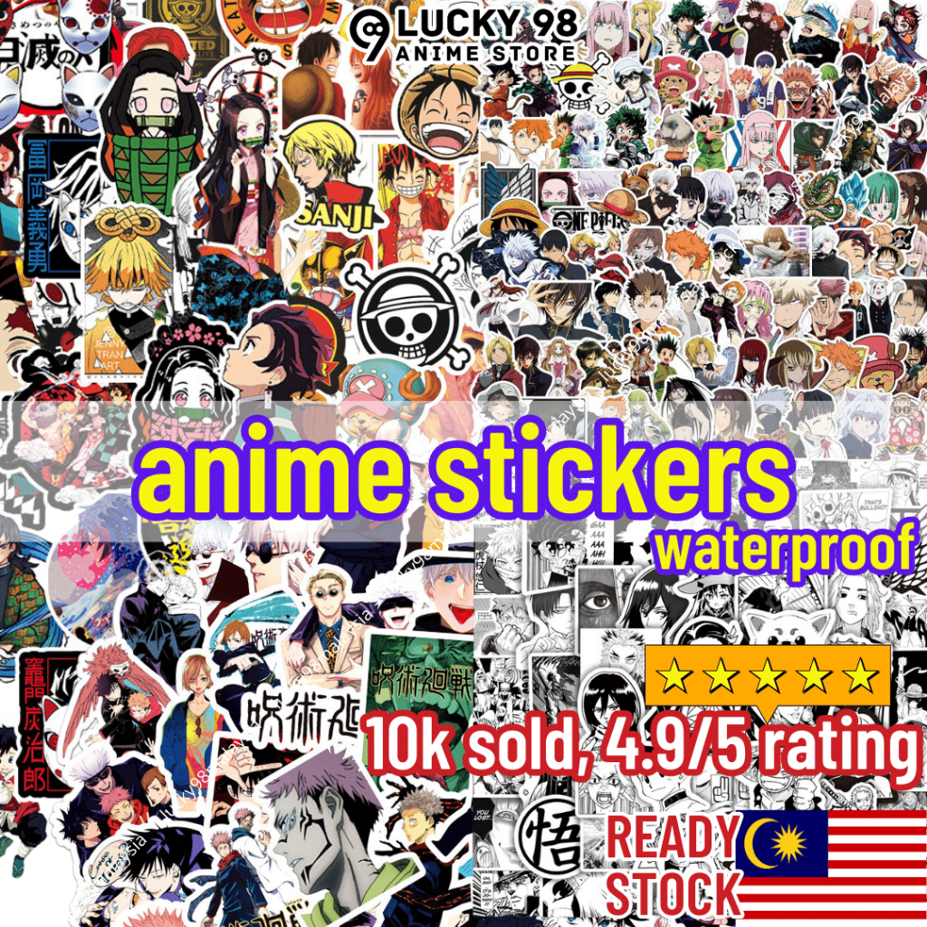 Anime Sticker Demon Slayer Jujutsu Kaisen Spy X Family Attack On Titan Haikyuu Naruto Laptop Sticker Motor Kereta Car