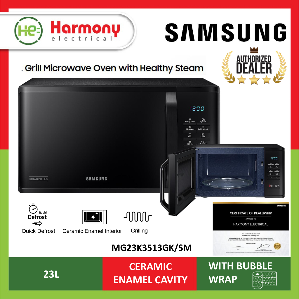 (BEST SELLER) SAMSUNG 23L Grill Microwave Oven with Healthy Steam (MG23K3513GK) MG23K3513GK/SM 微波炉