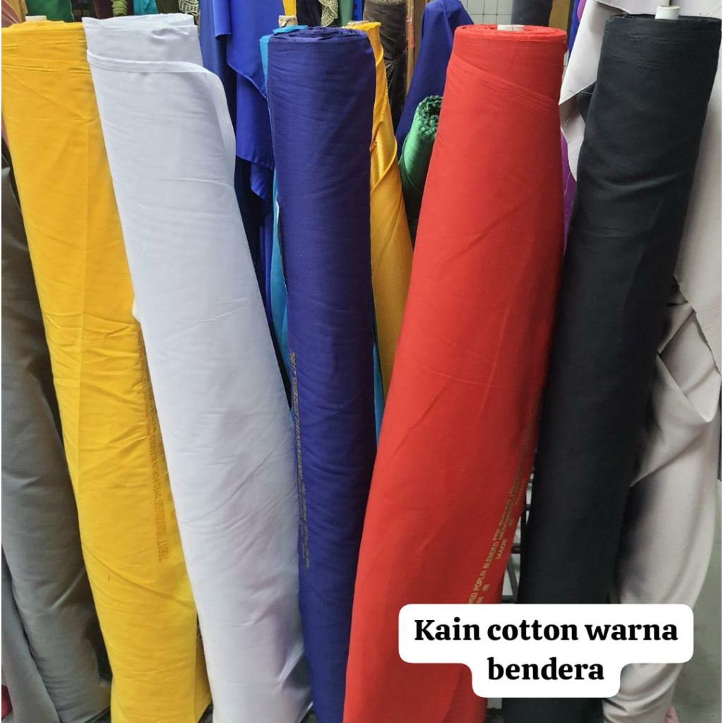 Kain Cotton Bidang 45" / Kain Ela Cotton Plain / 0.5meter / Kain cotton warna bendera