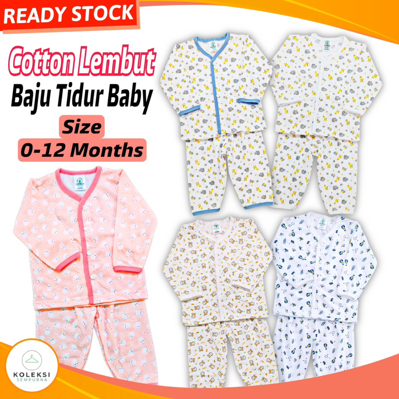 KOLEKSI SEMPURNA Baju Tidur Baby Tangan Panjang Baby Boy Girl Sleepwear Sleepsuit Pyjamas Cotton