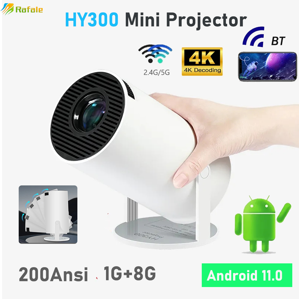 Newest Model HY300 HD Android 11.0 Projector 4K Home Theater Projector Pocket Mini Projector 1GB 8GB 4K Wireless Wifi