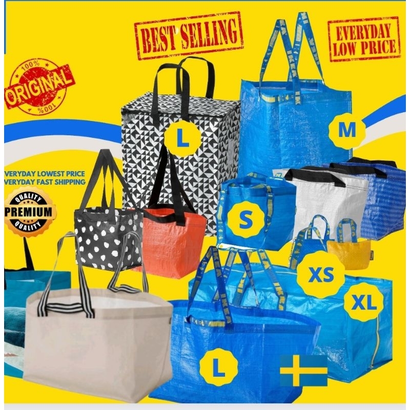 Ikea Original blue bag PENGHANTARAN berdesup laundry shopping pindah rumah beg besar Ikea recycle bag collection dobi