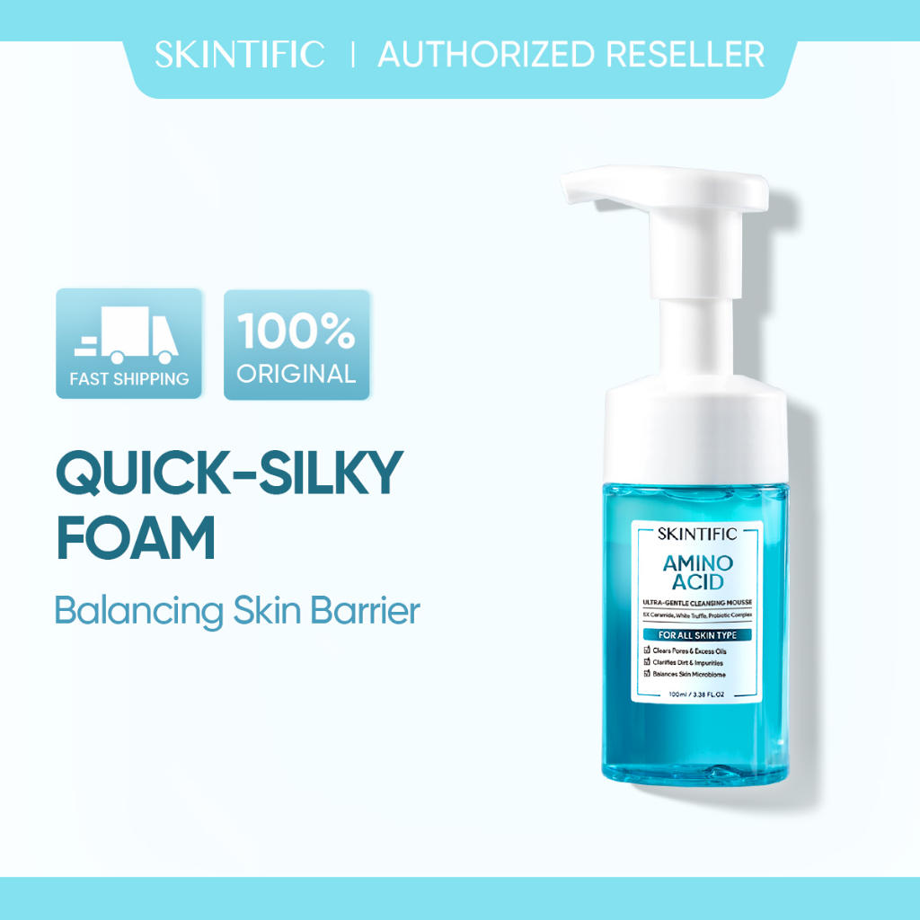 [100% Ori] SKINTIFIC Amino Acid Gentle Cleansing Mousse 100ml Facial Cleanser Face Wash Foam Cleanser Repair