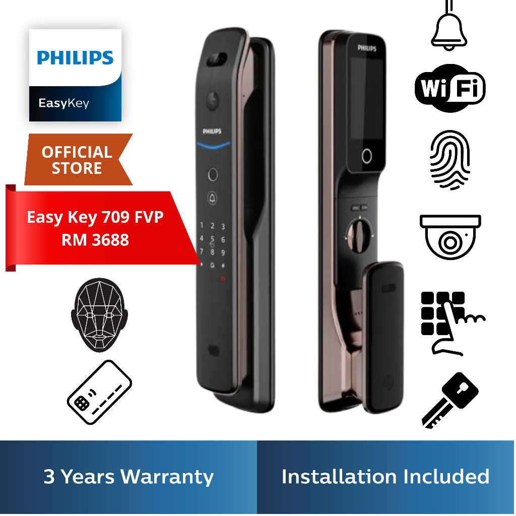 Philips Digital Lock Easy Key 709 FVP 7HWS, Includes Installation*