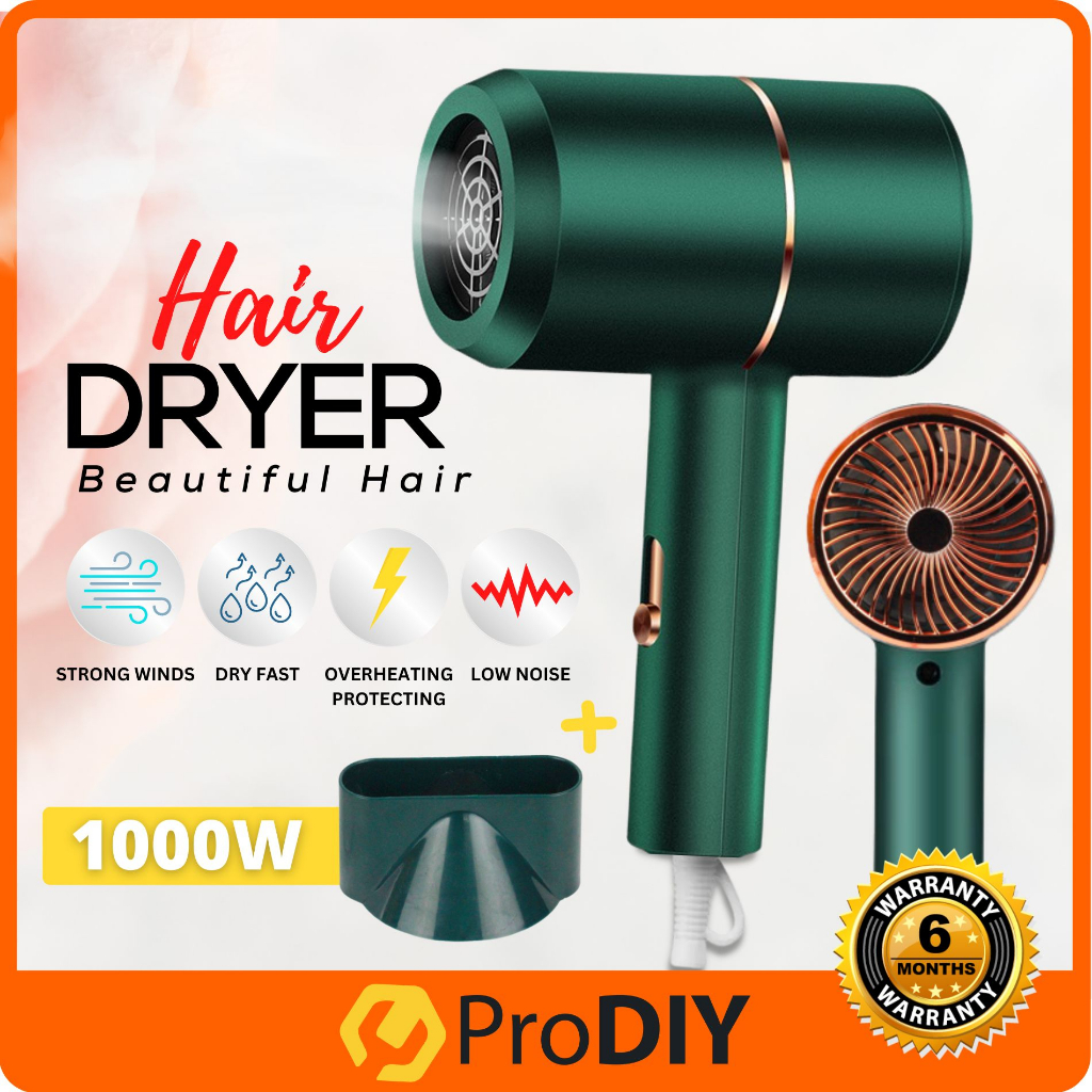 PRODIY 1000W Portable Hair Dryer Pengering Rambut Hair Blower Hot Air HairDryer Mini Hair Dryer Travel Hair Dryer V02