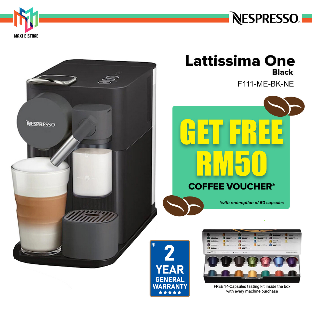 Nespresso F111-ME-BK-NE Lattissima One Fully Automatic Capsule Espresso Coffee Machine (Black) - F111MEBKNE Malaysia