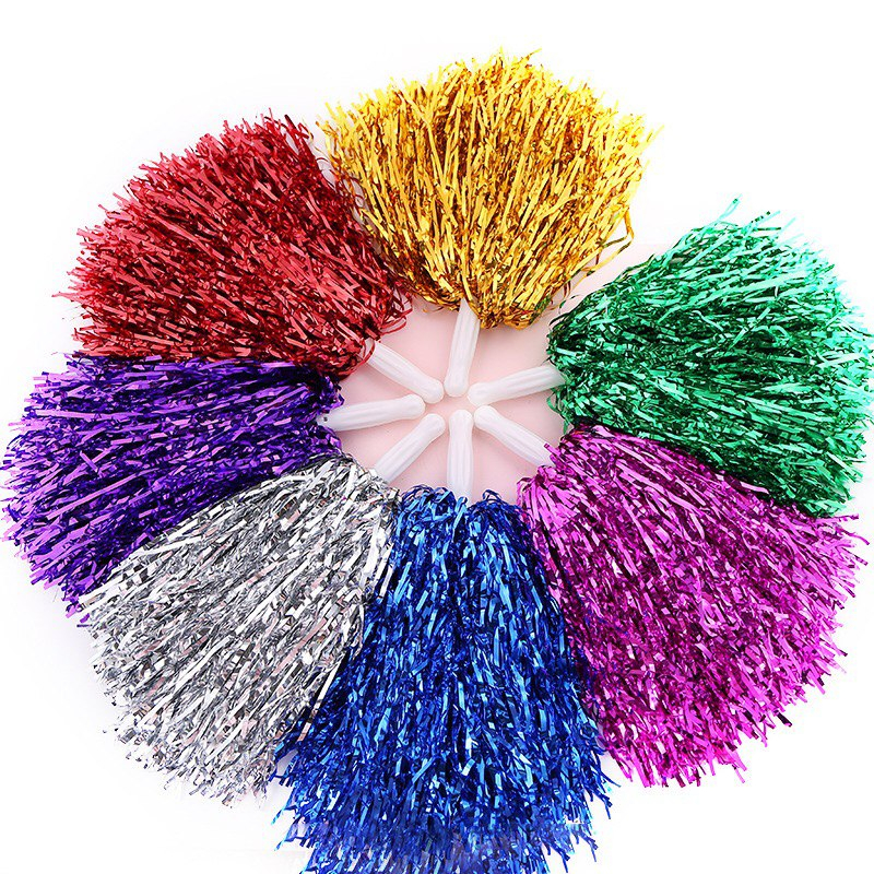 [1 PCS] Sports Metallic Cheerleader Dance Party Team Match Pom-Pom With Handle