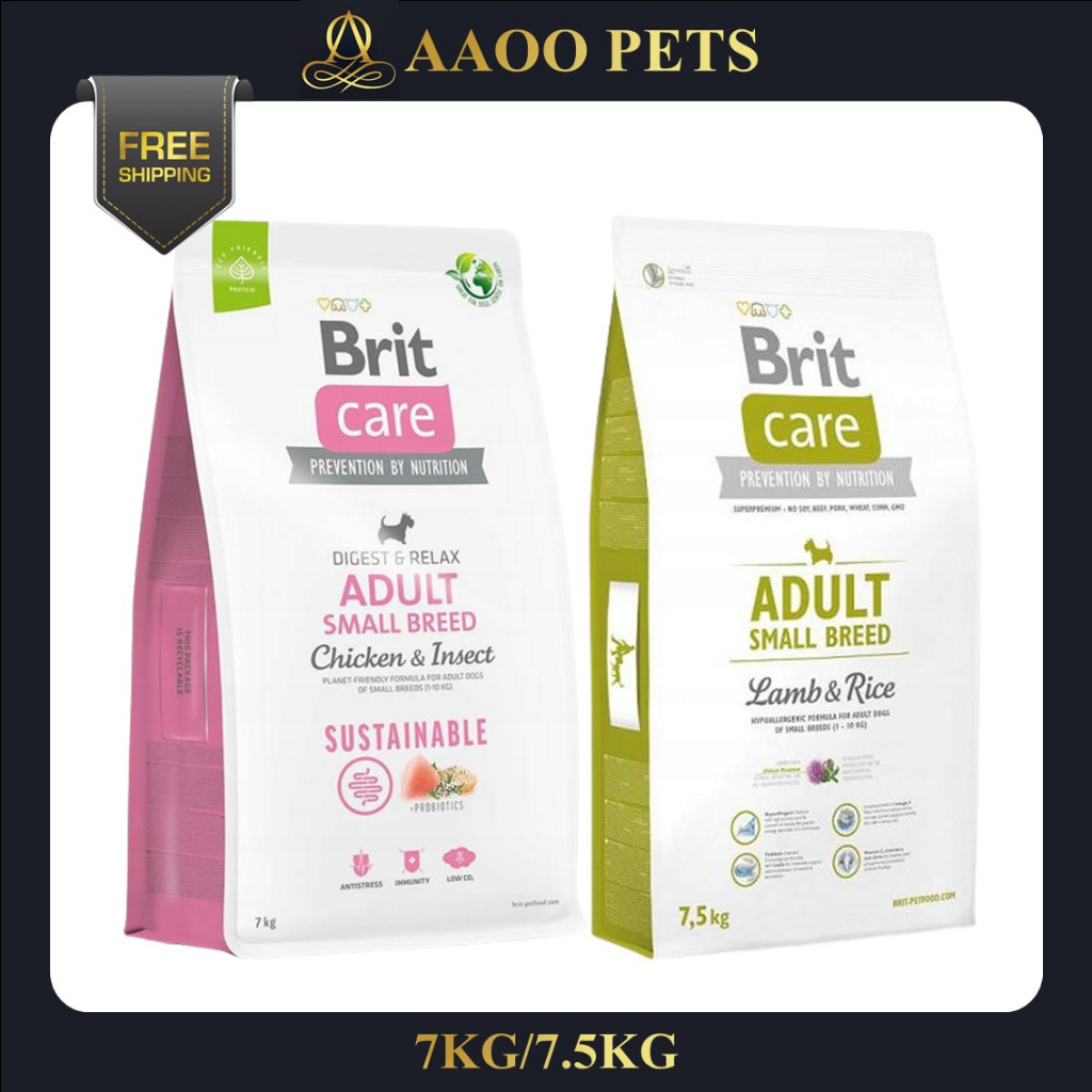 Brit Care Dog Food 7KG / 7.5KG ( Adult Small Breed Lamb 7.5KG . Sustainable Adult Small Breed ) - Britcare , Dry Food