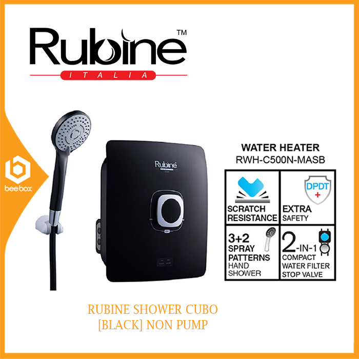 RUBINE RWH-C500N-MASB Cubo Series Water Heater With Non Pump - C500NMASB