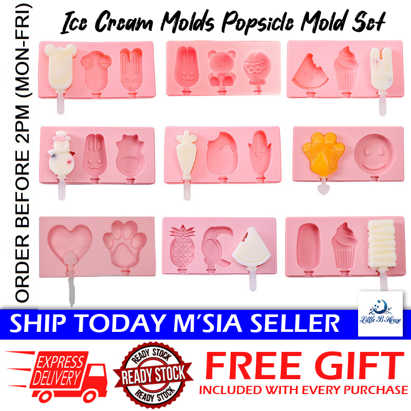 [Little B House] Homemade Silicone Ice Cream Mold with Lid Jelly Ice Maker Popsicle Stick 冰淇淋模具 Acuan Ice Cream - KW24