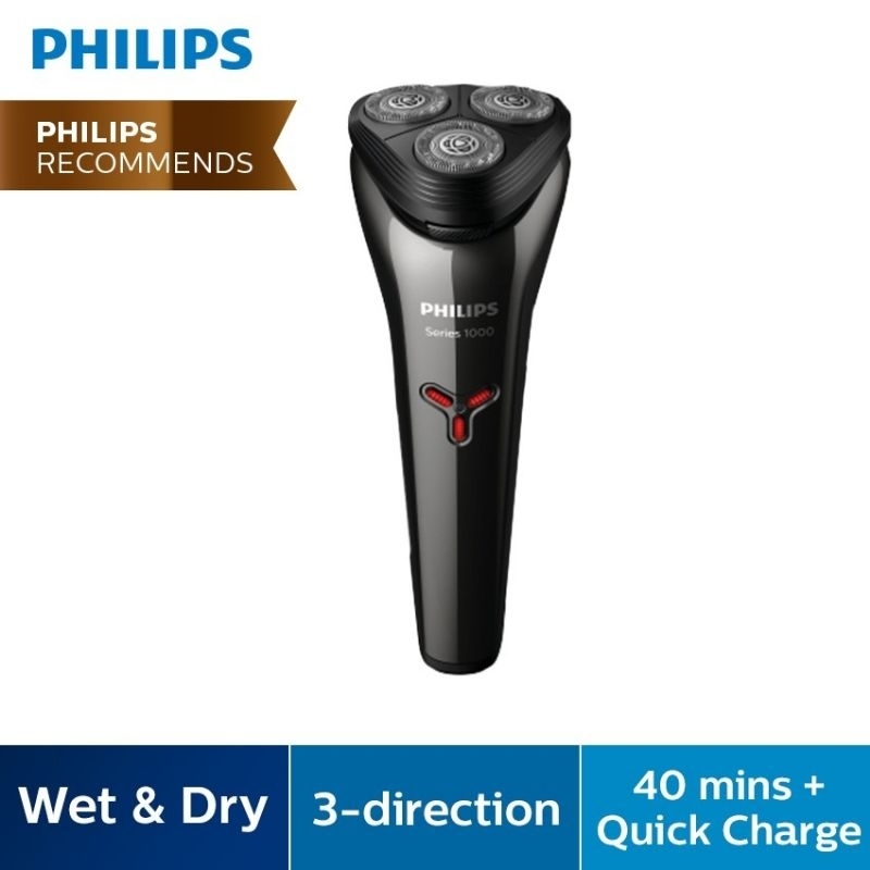 Philips Electric Shaver Series 1000 S1301/02 Wet Dry Cordless Rechargeable Beard Trimmer Hair Janggut Misai Mesin Potong