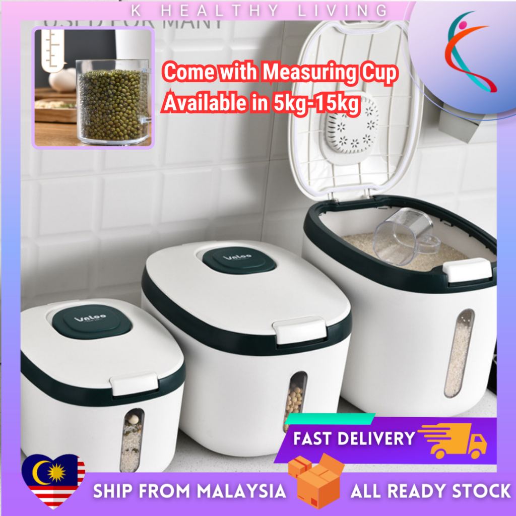 【READY STOCK】5kg/10kg/15kg Rice Storage Box Bucket Insect-Proof and Moisture-Proof Rice Dispenser Bekas Letak Beras 装米桶