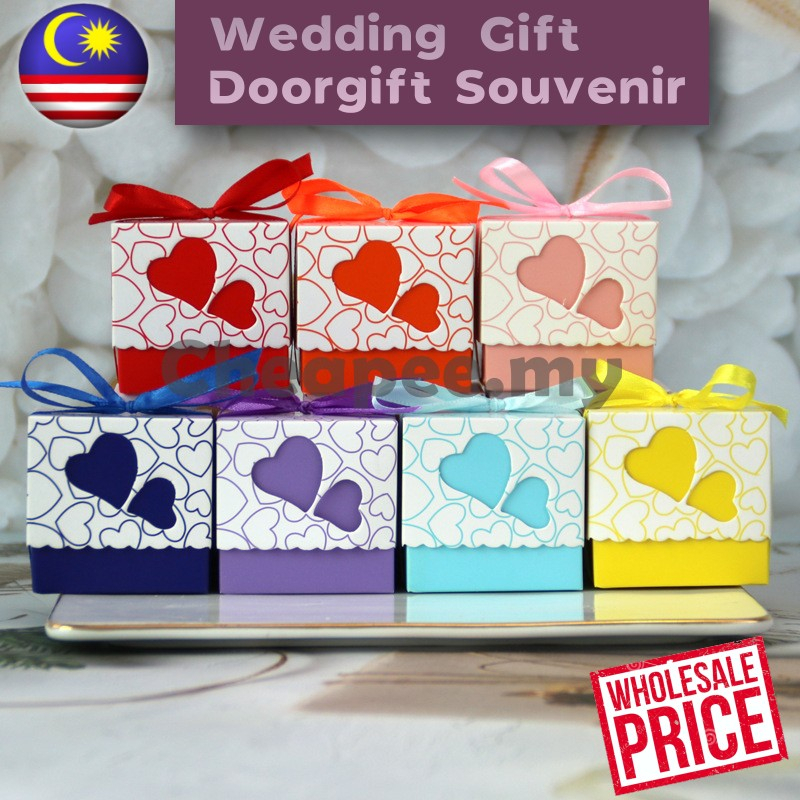 European Style Double Heart Hollow Wedding Giftbox/Doorgift/Candy box/Souvenir/Cenderahati/Hadiah Kahwin/Birthday