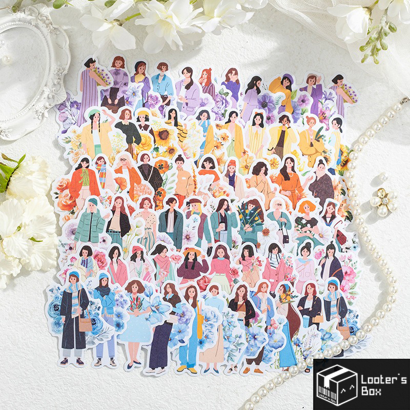 20 Pcs Floral Flower Fashionable Girl Stylish Sticker Pack for Journal Planner Colorful Decoration