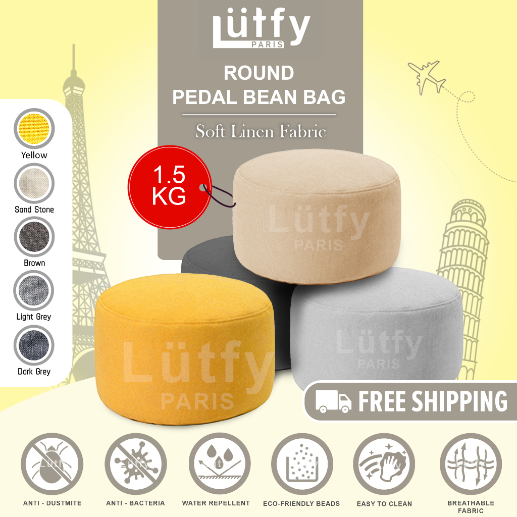 [Ready Stock] Round Bean Bag Stool with 1.5 kg(+/-) FILLING BEAN ! Durable Water Repellent Breathable Fabric