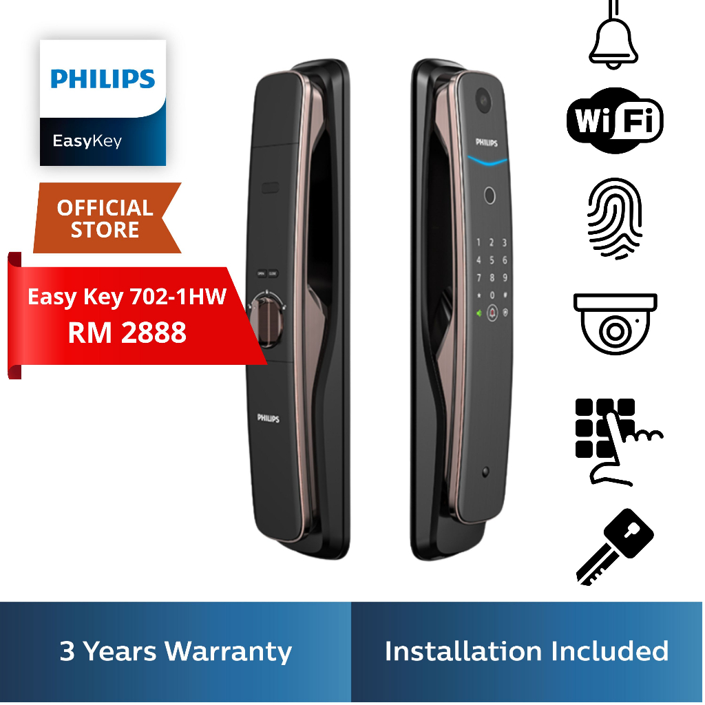 New Launch Philips Digital Lock Easy Key 702-1HW [Includes Installation]