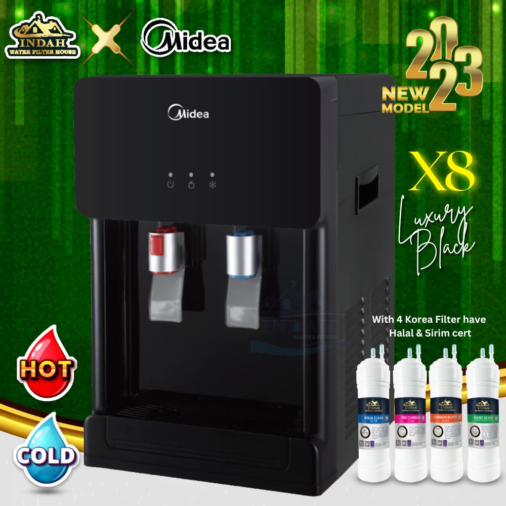 Midea Mild Alkaline Water Dispenser Hot & Cold X Series X5/X6/X8 with 4 Patent JAKIM Halal Korea Water Filter Cartridge